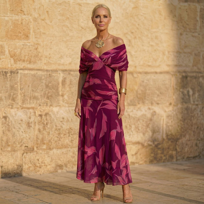 Celeste | Elegante jurk met bladerenpatroon