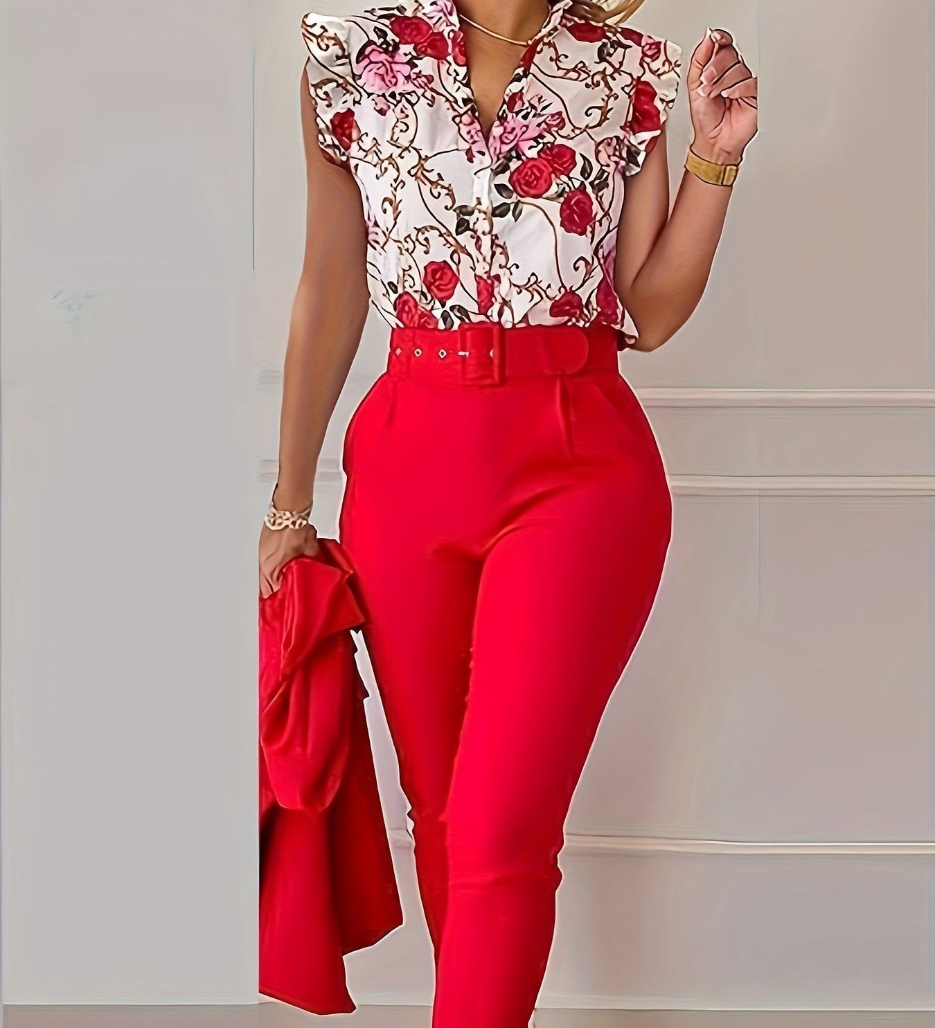 Florabel - Elegante Set met Volantmouwen