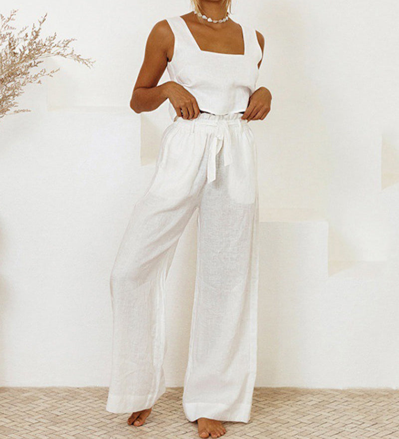 Megan - Minimalistische Ensemble Top en Flared Broek
