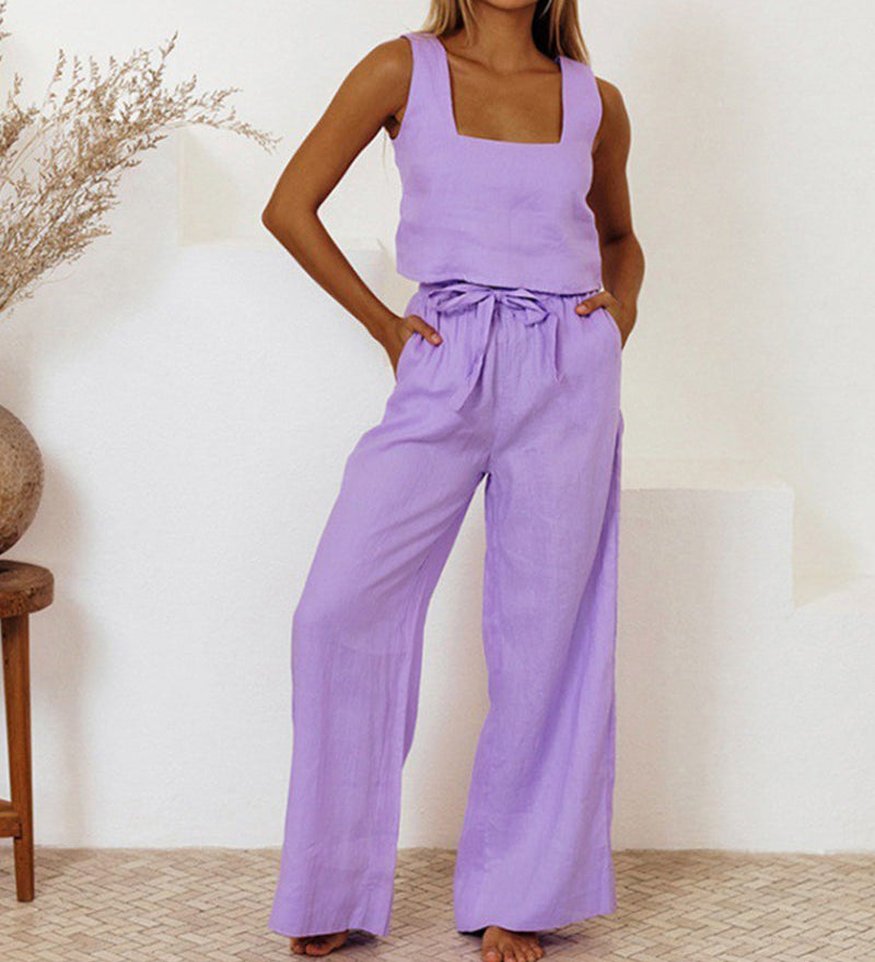 Megan - Minimalistische Ensemble Top en Flared Broek
