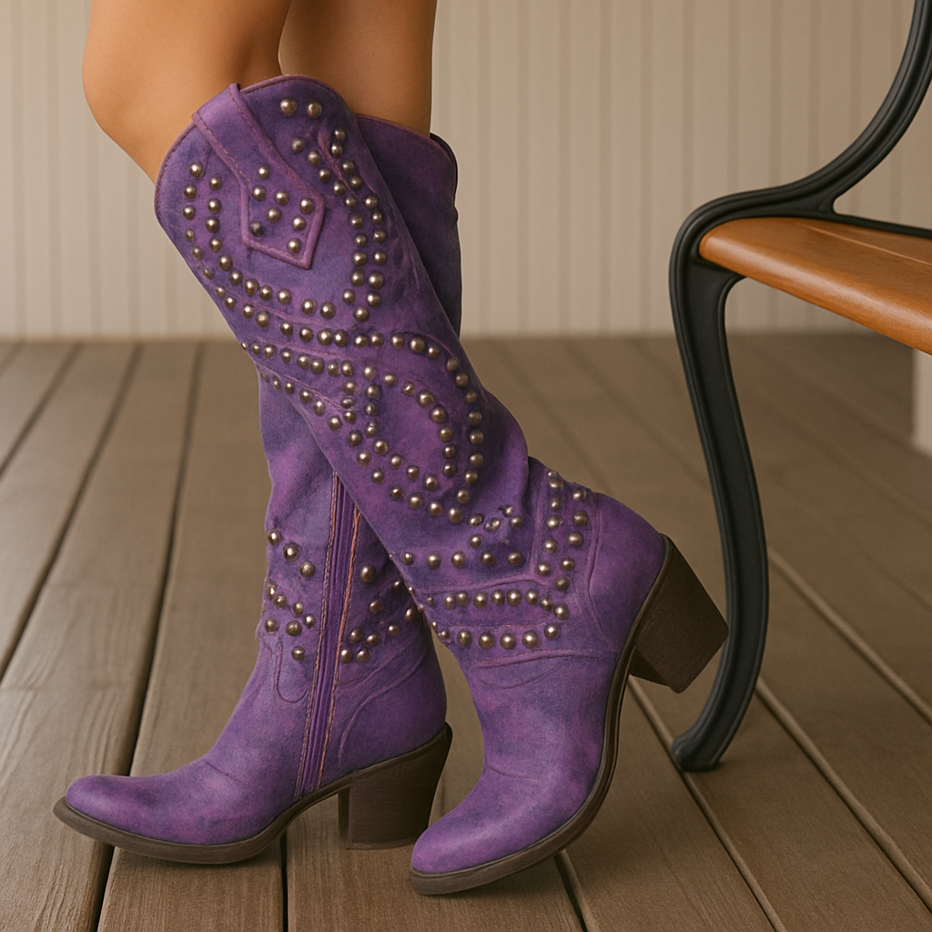 Inès | Hoge westernlaarzen met studs