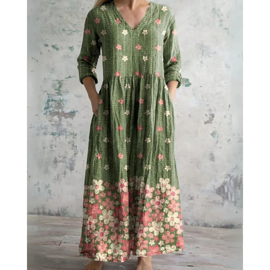 ELEANOR | MAXI-JURK VINTAGE MET BLOEMENPATROON