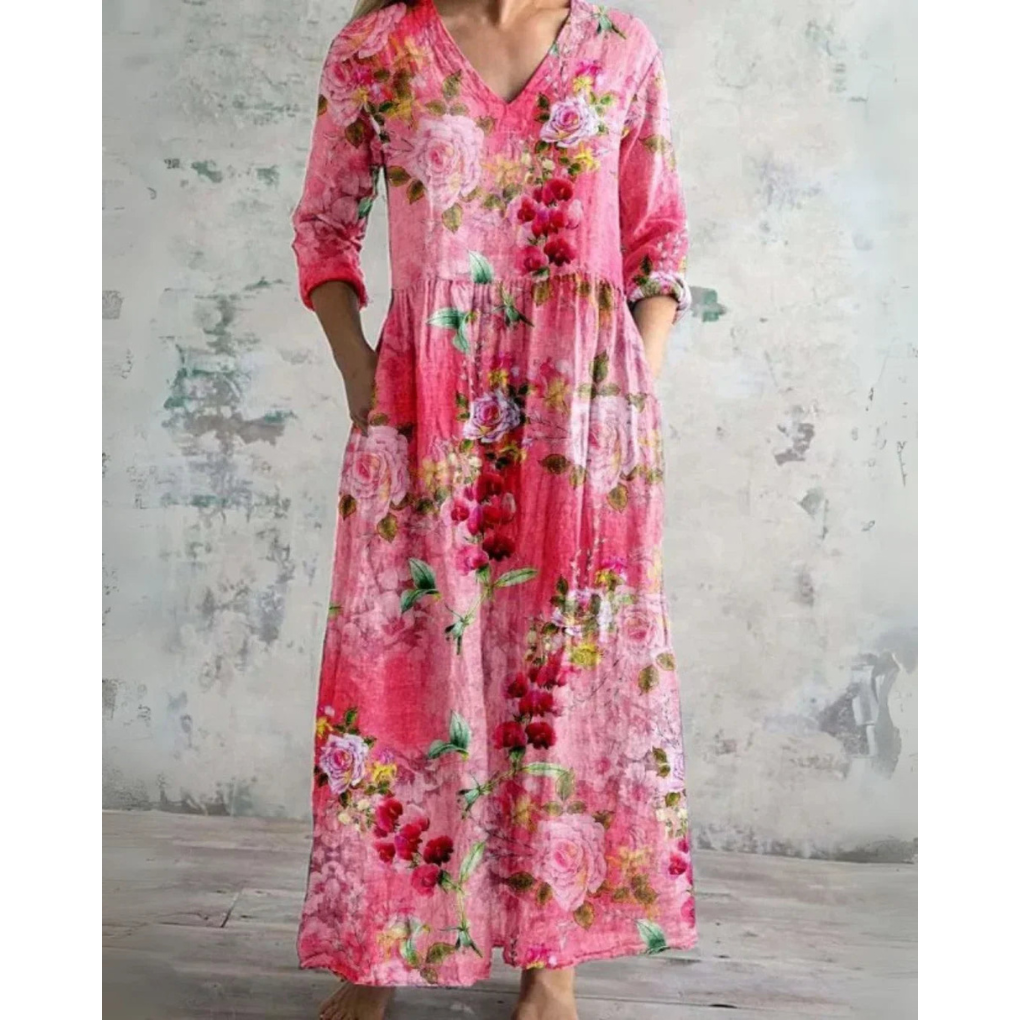 ELEANOR | MAXI-JURK VINTAGE MET BLOEMENPATROON