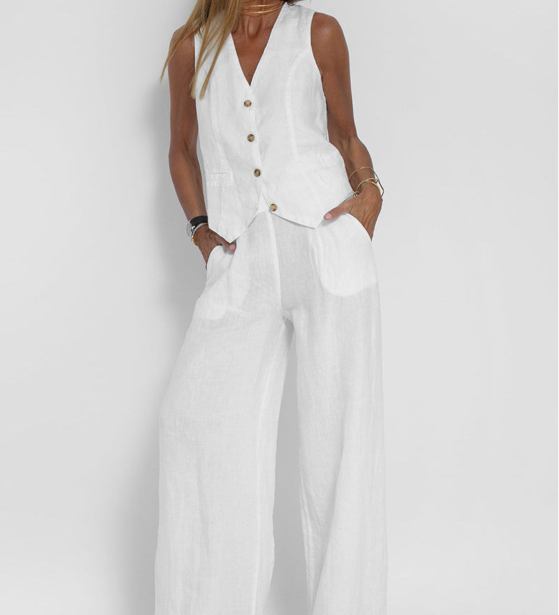 Aira - Ensemble Gilet met Knopen & Wijde Broek