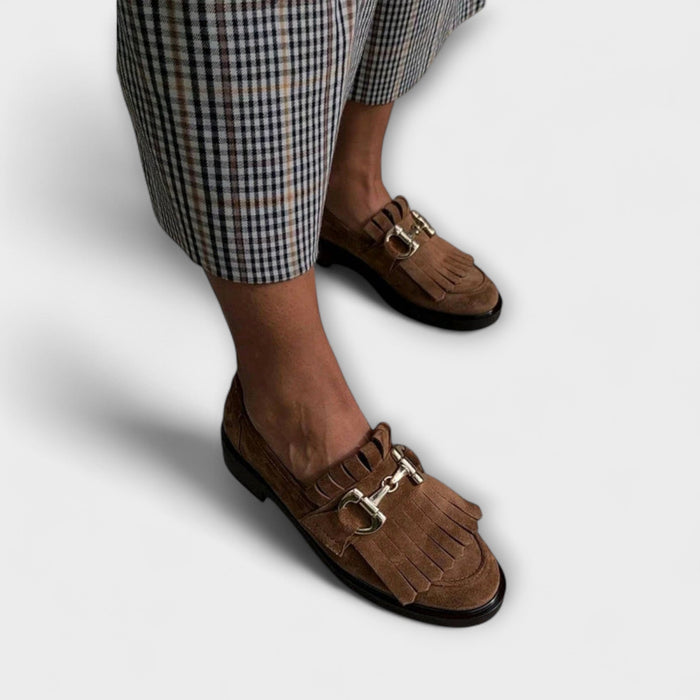Fleur™ | Bruine mocassins met ronde punt