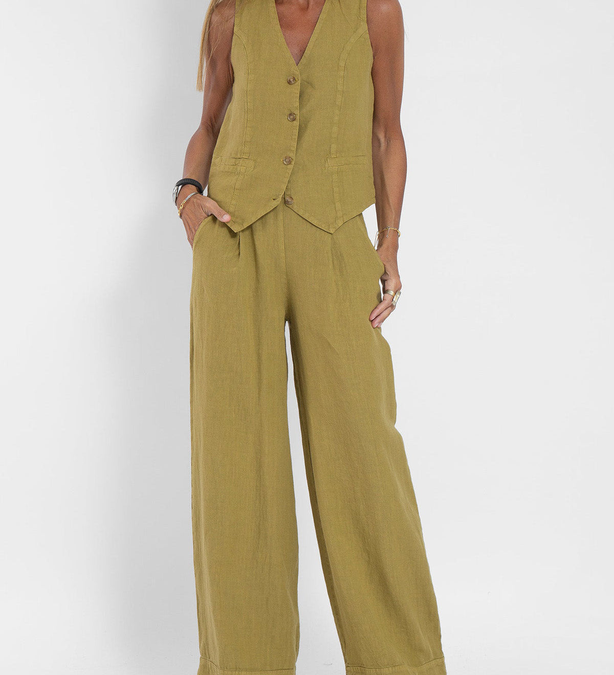 Aira - Ensemble Gilet met Knopen & Wijde Broek
