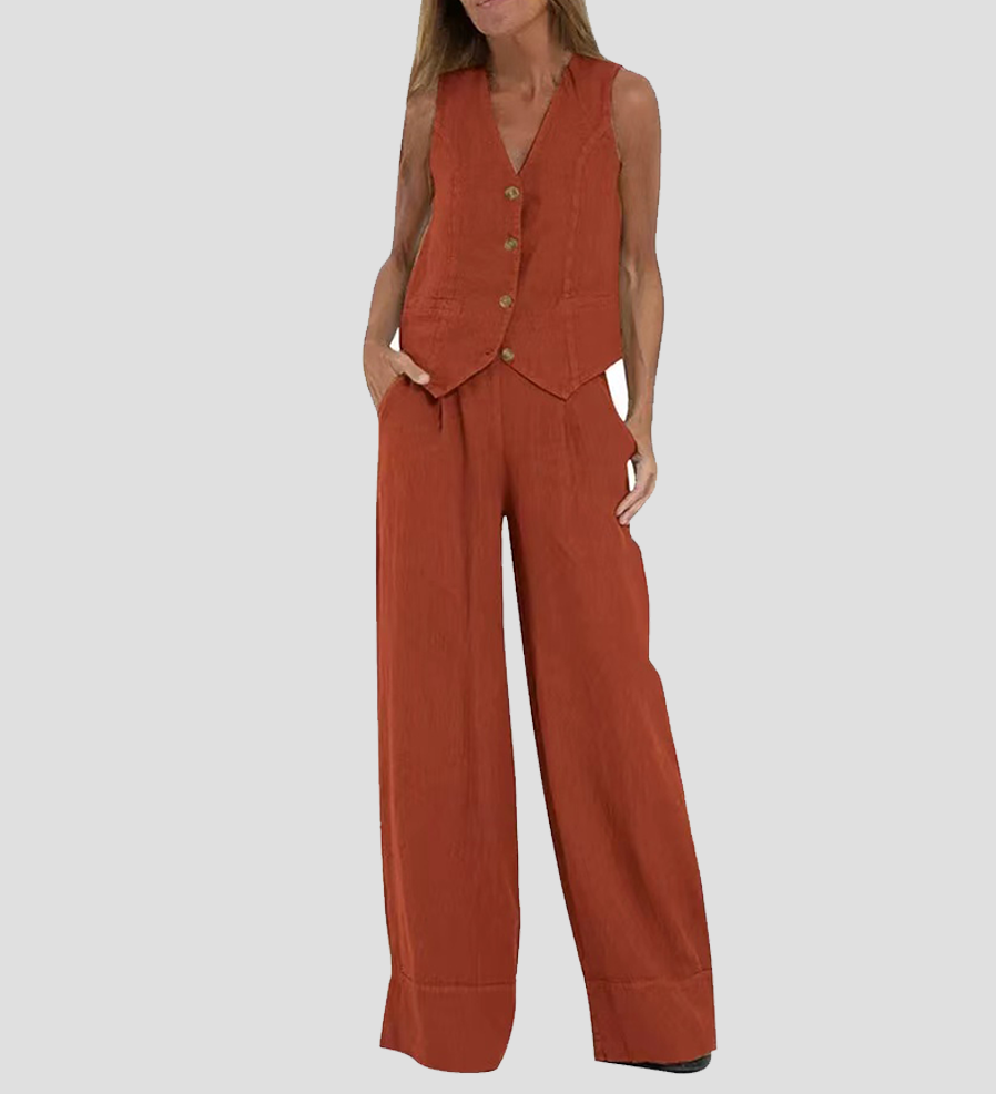 Aira - Ensemble Gilet met Knopen & Wijde Broek
