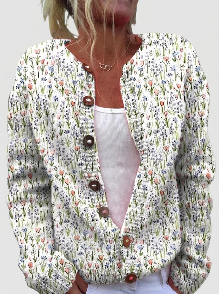 Ursula™ | Cardigan met fijne wilde bloemen
