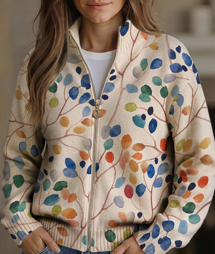 Claudia™ | Cardigan met Aquarelbladeren