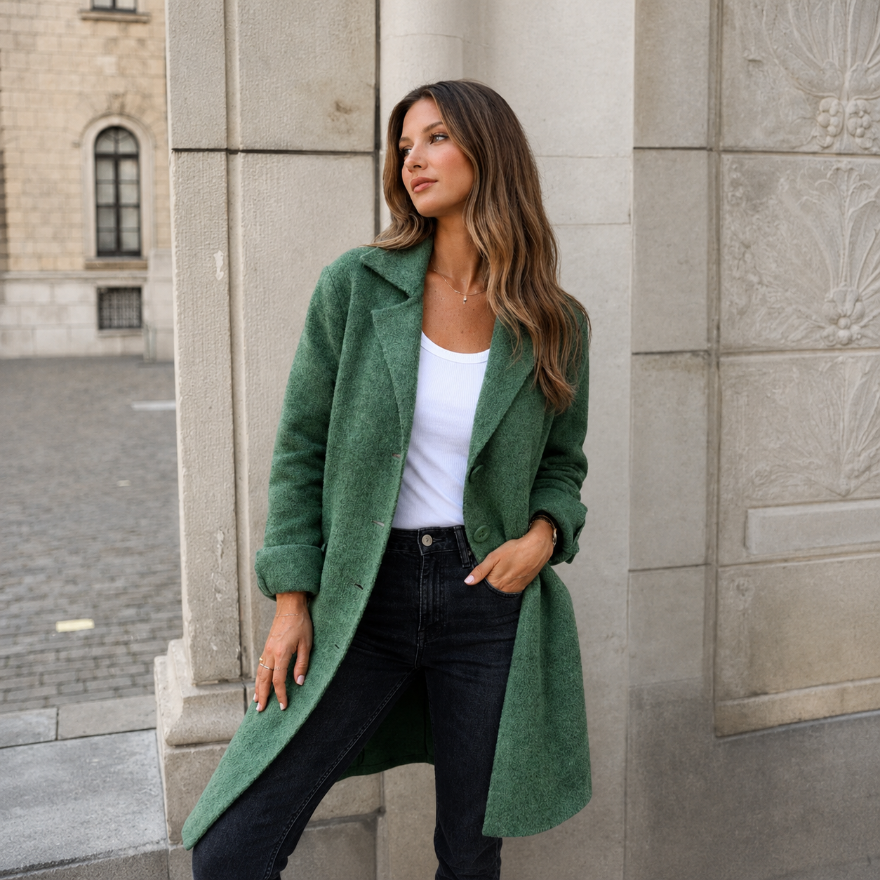 Sandra | Elegante Knopfmantel
