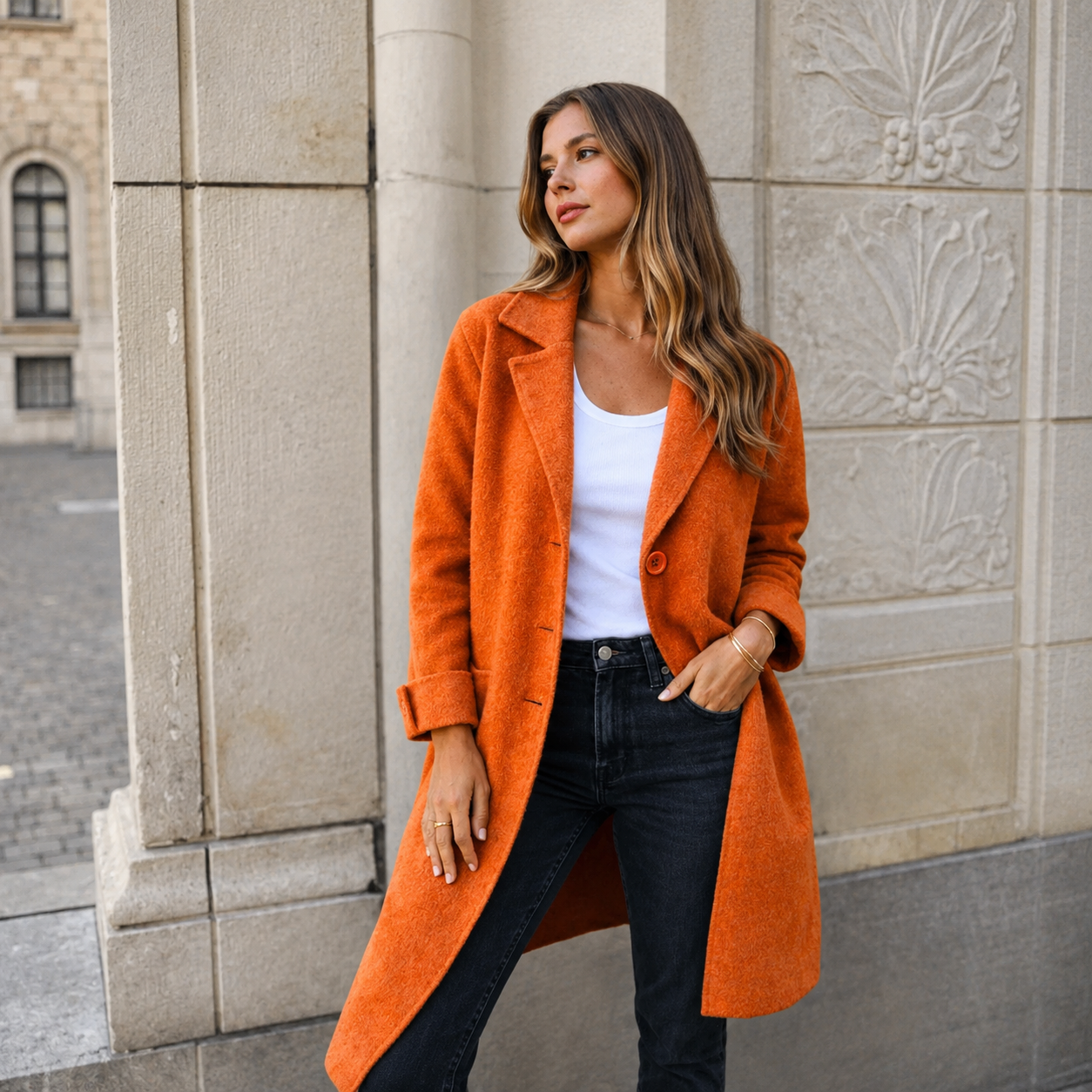 Sandra | Elegante Knopfmantel