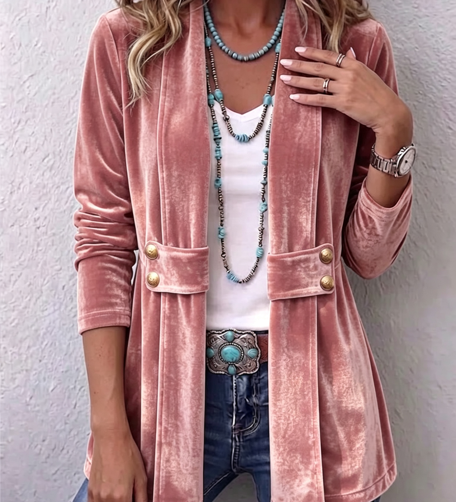 Katrin™ | Open Blazer met Glans